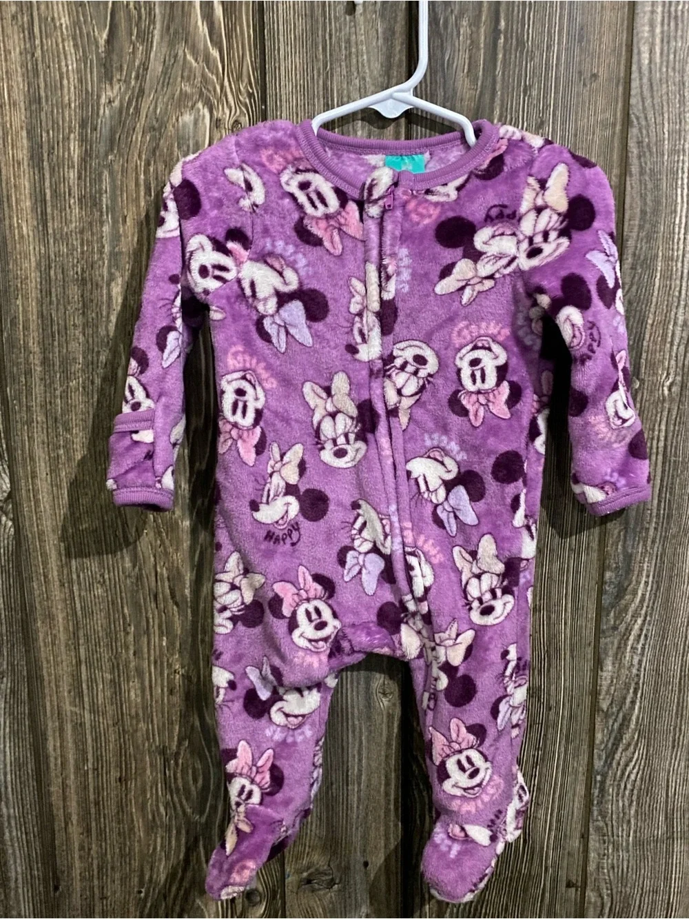 Purple Minnie Mouse Fleece One-Piece Footed Pajamas